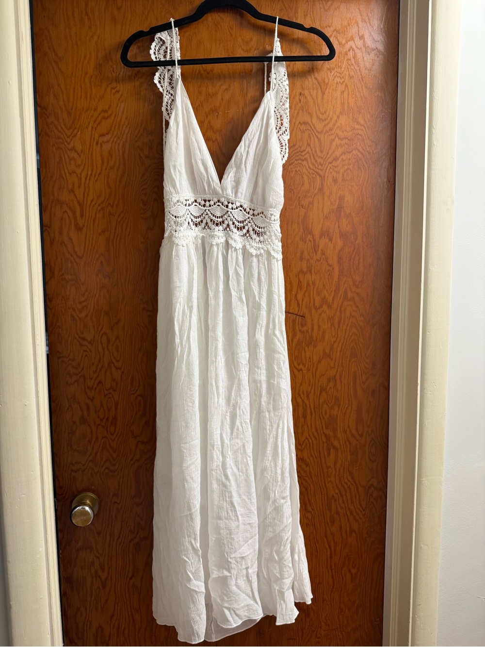 Cupshe White Crochet Waist Maxi Dress